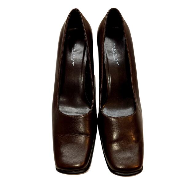 Kenneth Cole Shoes 8.5 8 1/2 Brown Closed Square Toe High Heel Pump - Picture 3 of 8